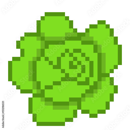 Green Cabbage Pixel Art Illustration