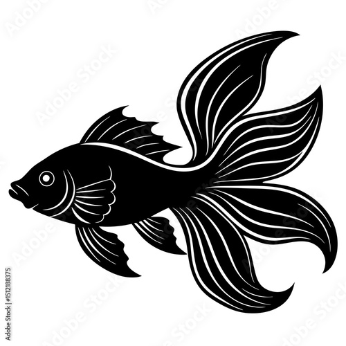 fish vector illustration, silhouette, on a white background.