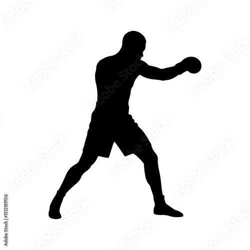 Boxer Pose silhouette icon vector flat design on white background