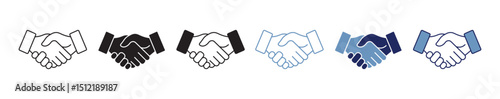 Handshake icon set. Business agreement handshake. friendly handshake symbol. partnership deal symbol for apps, ui, website, vector illustration