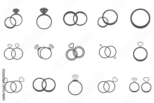 Diamond ring icon set. Diamond Ring silhouette vector. creative details Engagement Ring Icon vector illustration