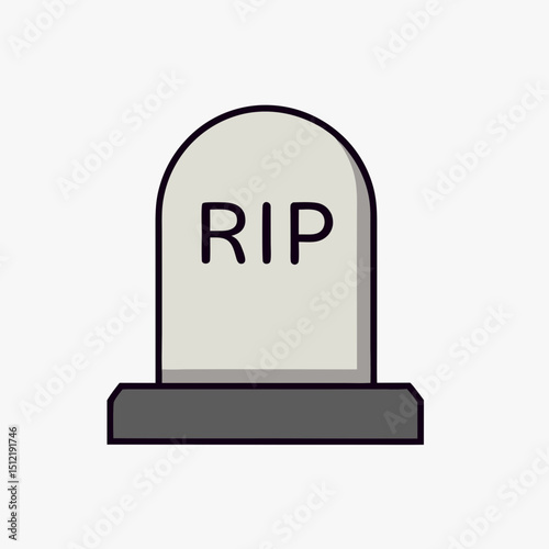 RIP Tombstone Icon - Gravestone Symbol Vector Art