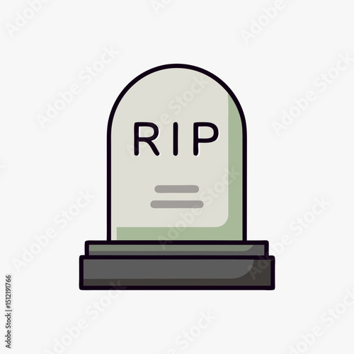 RIP Tombstone Icon - Gravestone Symbol Vector Art