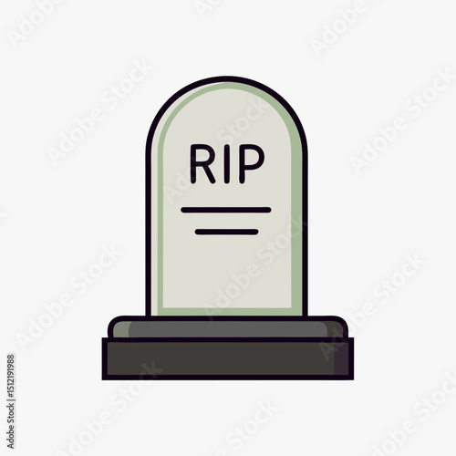 RIP Tombstone Icon - Gravestone Symbol Vector Art