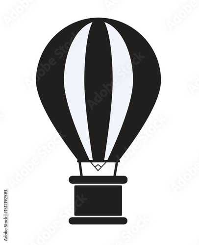 hot air balloon black vector illustration and white background