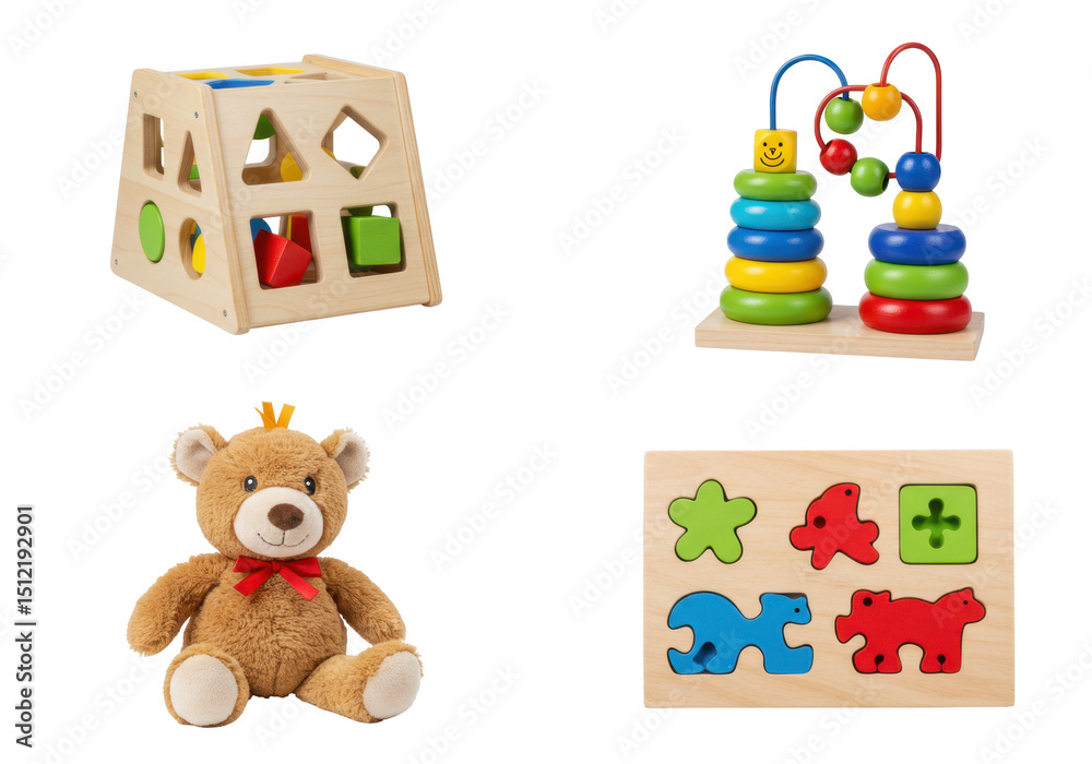 Fototapeta premium Wooden toys for toddlers collection