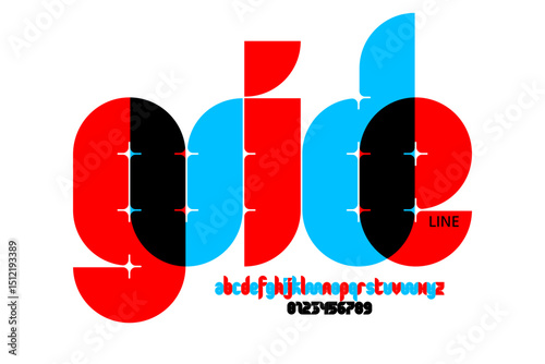 guide. Lowercase font, alphabet letters and numbers vector illustration