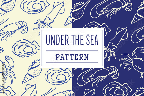 Seafood seamless pattern hand drawn vector illustration