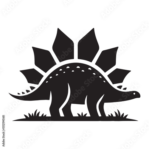 Stegosaurus silhouette in bold profile – Stegosaurus illustration – Minimalist Stegosaurus vector – Dinosaur silhouette

