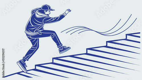 man running on the stairs