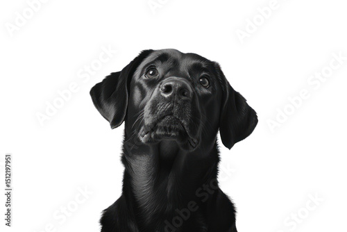 Loyal Gaze of a Black Labrador: A striking, close-up shot of a black Labrador, showcasing its attentive expression and intense gaze that captures the spirit of loyalty and devotion.