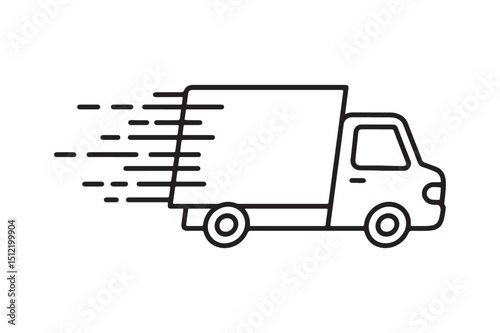 Fast delivery truck silhouette icon graphic