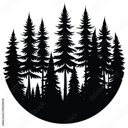 a forest silhouette on white background