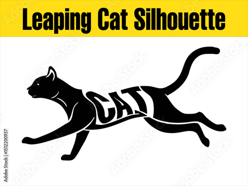 Graceful Leaping Cat Silhouette for Pet Designs