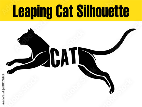 Graceful Leaping Cat Silhouette for Pet Designs