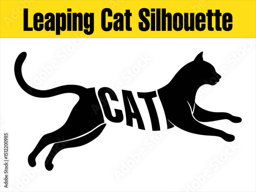 Graceful Leaping Cat Silhouette for Pet Designs