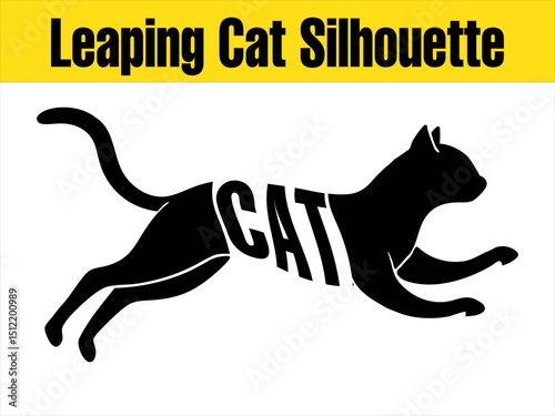 Graceful Leaping Cat Silhouette for Pet Designs
