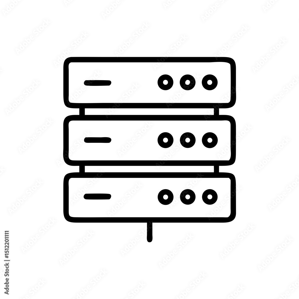Server rack icon, simple line art, for websites and apps Server rack icon, simple line art, for websites and apps
