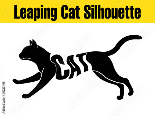 Graceful Leaping Cat Silhouette for Pet Designs