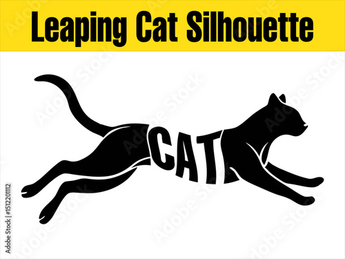 Graceful Leaping Cat Silhouette for Pet Designs