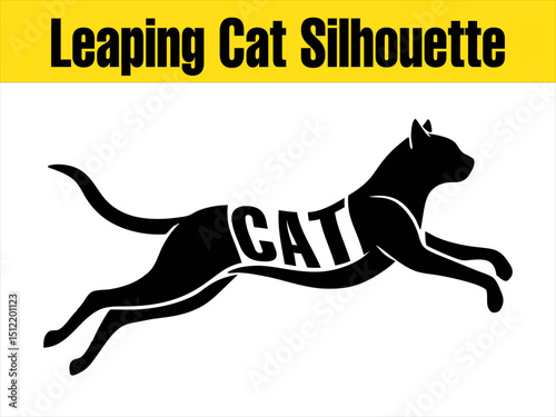 Graceful Leaping Cat Silhouette for Pet Designs