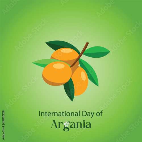 International day of argania celebration design with the argan oil. May 10th International Argania day celebration cover banner Argan trees in Morocco.