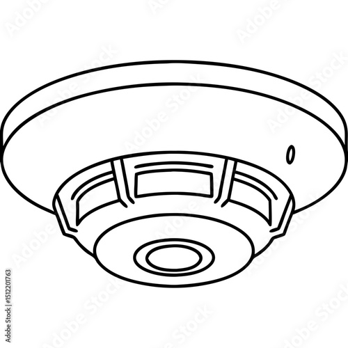 Smoke detector, safety device, home security, line art illustration