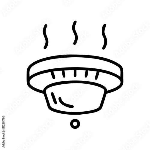 Smoke detector icon, safety symbol, line art illustration for security systems