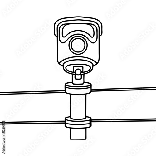 Street sensor, line art, black and white, for city infrastructure illustration