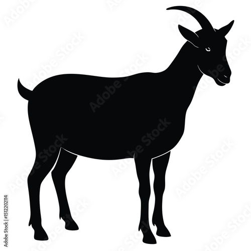 Majestic Goat Silhouette A Stunning Black and White Illustration of a Goat