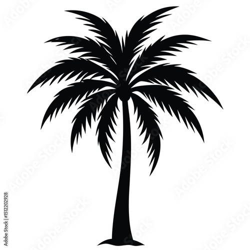 Majestic Palm Tree Silhouette Tropical Paradise Illustration