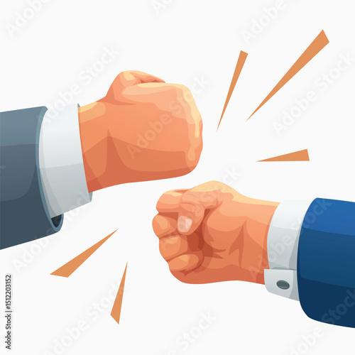 fist bump in business on white back