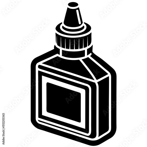 Black and white illustration of a bottle with a cap