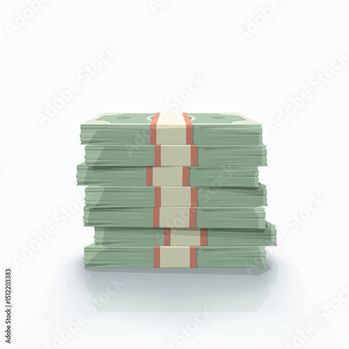 high stack of money on white back