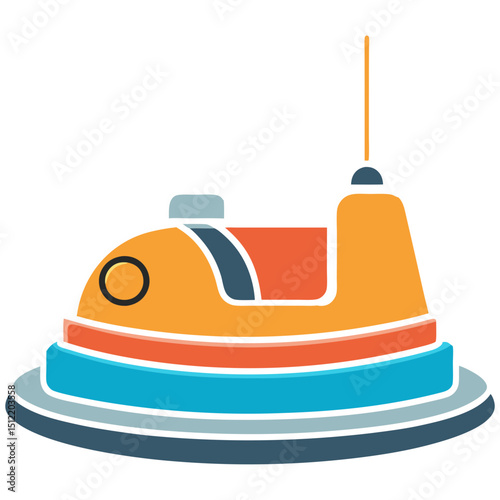 Fun fair bumper car ride colorful illustration