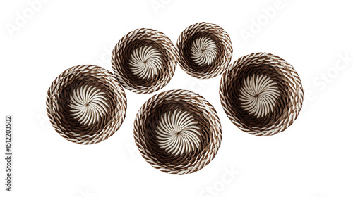 Wall Basket Set with Front-Focused Ivory Spiral Pattern, Top Perspective
