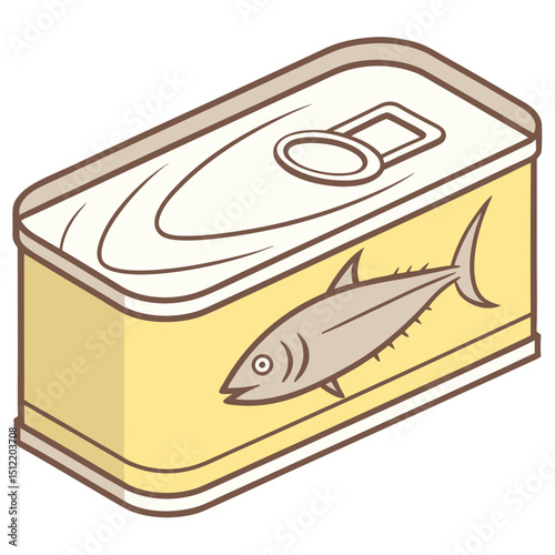 Illustration of a canned tuna fish in isometric view