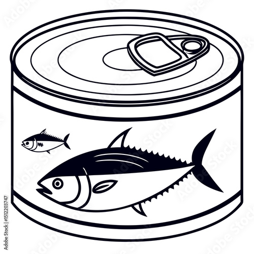 Canned tuna illustration black and white design element