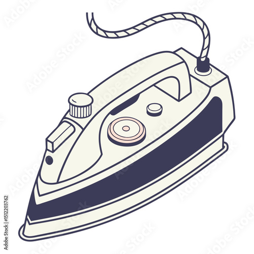 Vintage electric iron illustration isometric view