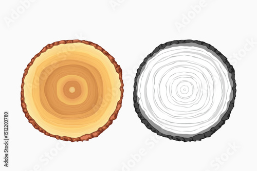 tree slice realistic design on white back