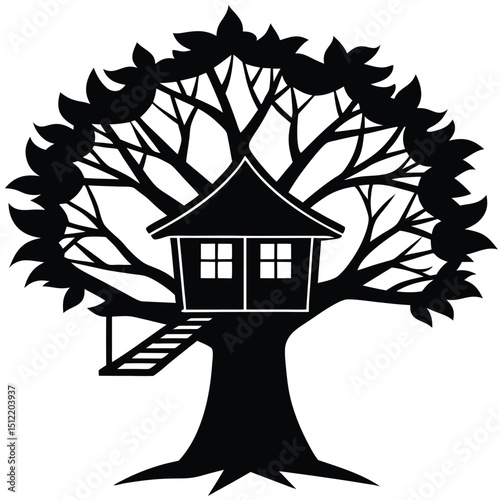 Enchanted Treetop Hideaway A Whimsical Treehouse Illustration