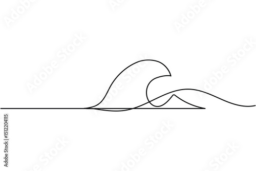 Ocean wave minimalist one line art drawing and style isolate outline vector