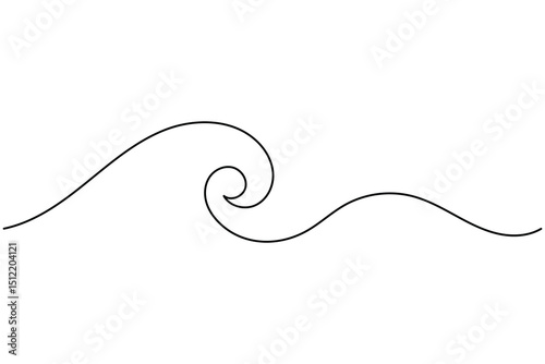 Ocean wave minimalist one line art drawing and style isolate outline vector