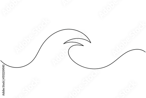Ocean wave minimalist one line art drawing and style isolate outline vector