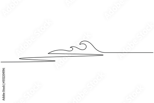 Ocean wave minimalist one line art drawing and style isolate outline vector