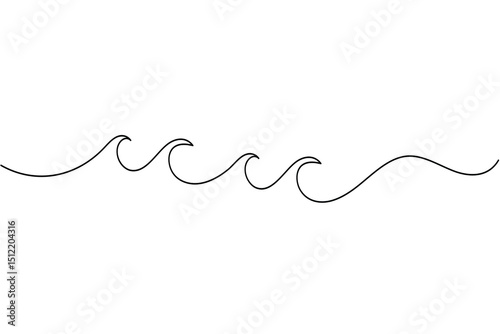 Ocean wave minimalist one line art drawing and style isolate outline vector