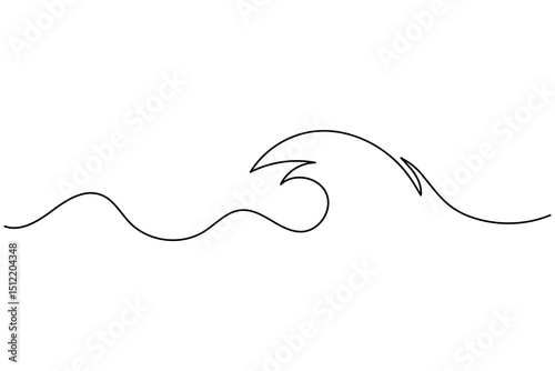 Ocean wave minimalist one line art drawing and style isolate outline vector