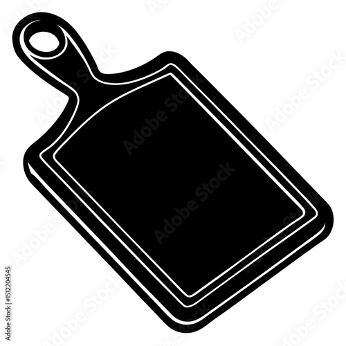 Black and white illustration of a kitchen cutting board