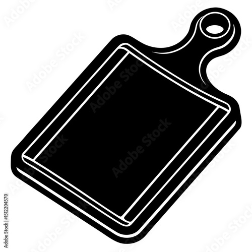 Black and white illustration of a rectangular cutting board