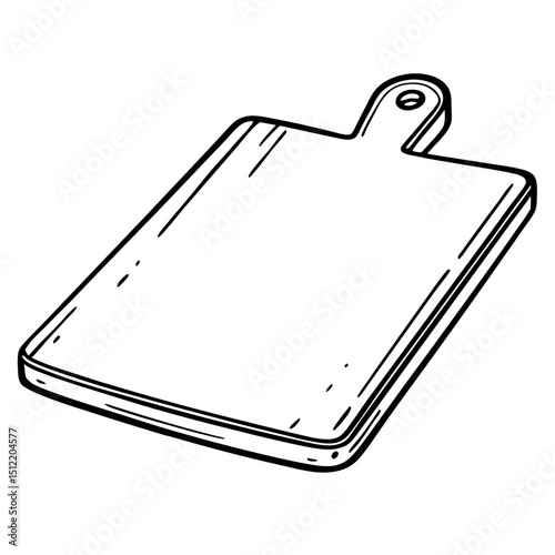 Hand drawn illustration of a wooden cutting board with handle